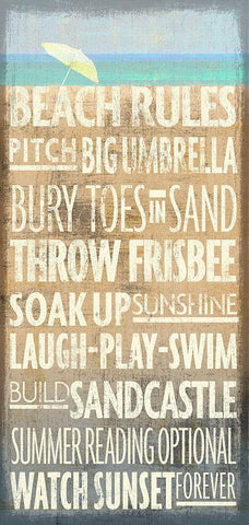 Beach Rules White Modern Wood Framed Art Print with Double Matting by Art Licensing Studio
