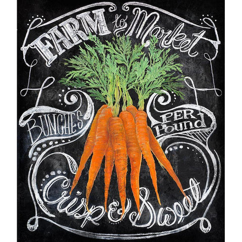 Chalkboard Carrots Black Modern Wood Framed Art Print with Double Matting by Art Licensing Studio