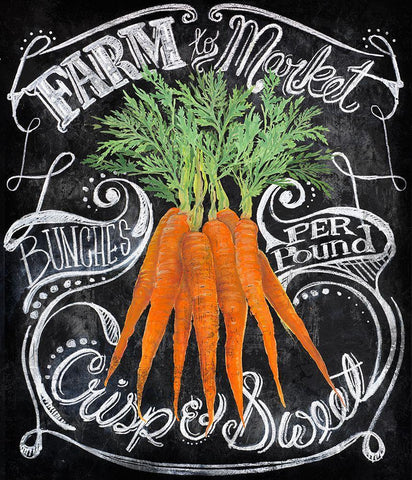 Chalkboard Carrots Black Ornate Wood Framed Art Print with Double Matting by Art Licensing Studio