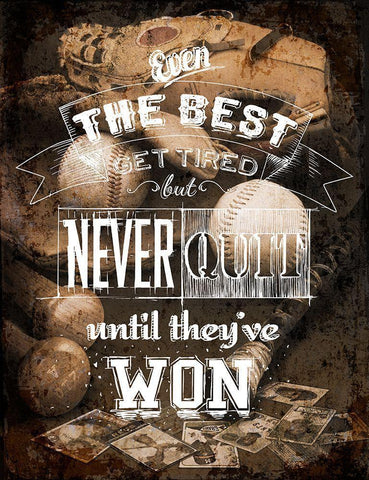 Never Quit Black Ornate Wood Framed Art Print with Double Matting by Art Licensing Studio