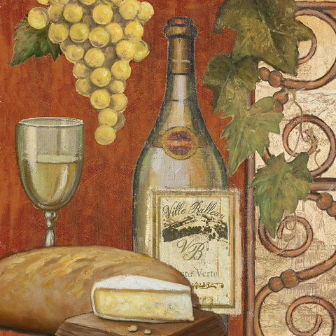 Wine and Cheese Tasting 2 White Modern Wood Framed Art Print with Double Matting by Art Licensing Studio