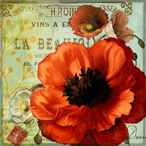 Rouge From the Garden III Gold Ornate Wood Framed Art Print with Double Matting by Art Licensing Studio