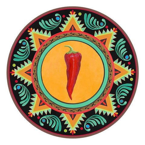 Talavera Tex-mex 1 White Modern Wood Framed Art Print with Double Matting by Art Licensing Studio