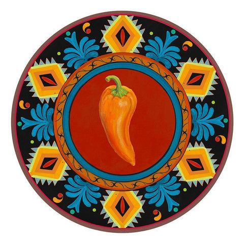 Talavera Tex-mex II Black Modern Wood Framed Art Print with Double Matting by Art Licensing Studio