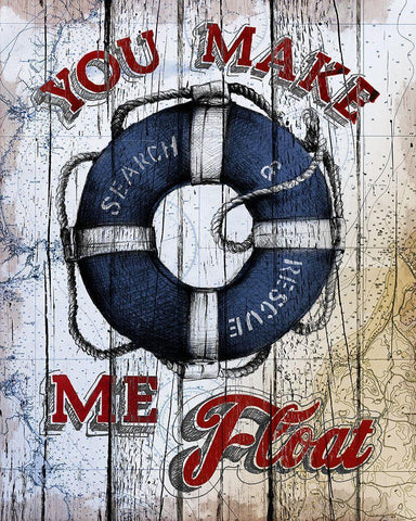 Lifesaver Black Ornate Wood Framed Art Print with Double Matting by Art Licensing Studio