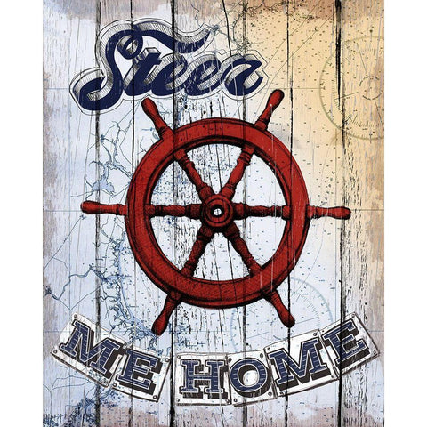 Shipwheel Gold Ornate Wood Framed Art Print with Double Matting by Art Licensing Studio