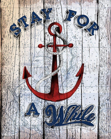 Stay Anchor White Modern Wood Framed Art Print with Double Matting by Art Licensing Studio