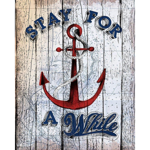 Stay Anchor Black Modern Wood Framed Art Print with Double Matting by Art Licensing Studio