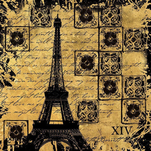 BAndG Tour Eiffel Black Ornate Wood Framed Art Print with Double Matting by Art Licensing Studio