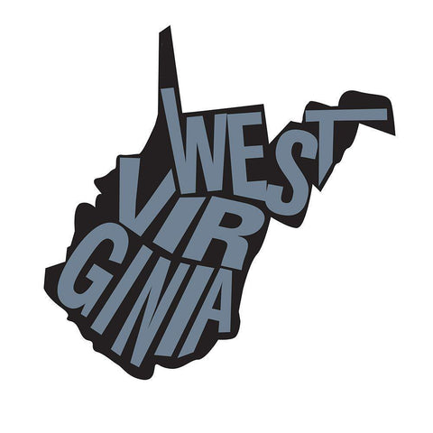 West Virgina Black Modern Wood Framed Art Print by Art Licensing Studio