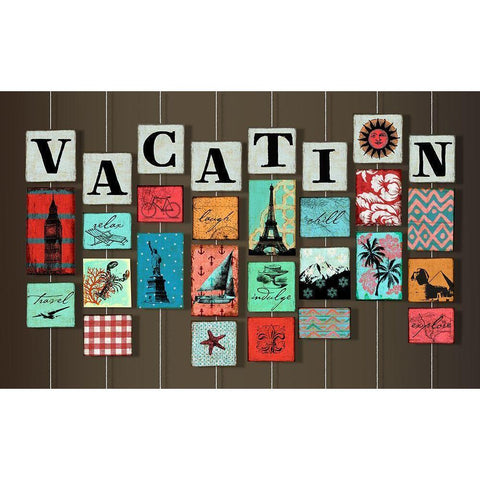 Vacation on Strings White Modern Wood Framed Art Print by Art Licensing Studio