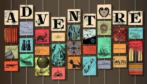 Adventure on Strings White Modern Wood Framed Art Print with Double Matting by Art Licensing Studio