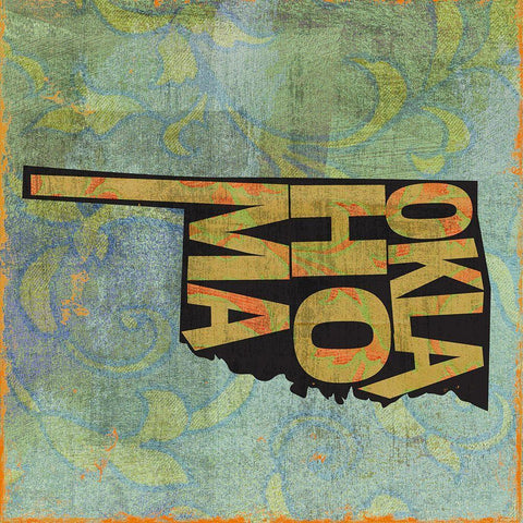 Oklahoma White Modern Wood Framed Art Print with Double Matting by Art Licensing Studio