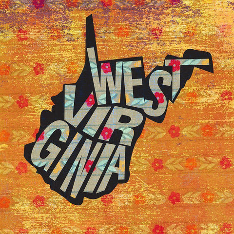 West Virgina Black Modern Wood Framed Art Print with Double Matting by Art Licensing Studio