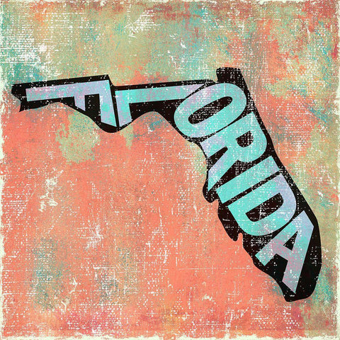 Florida Black Ornate Wood Framed Art Print with Double Matting by Art Licensing Studio