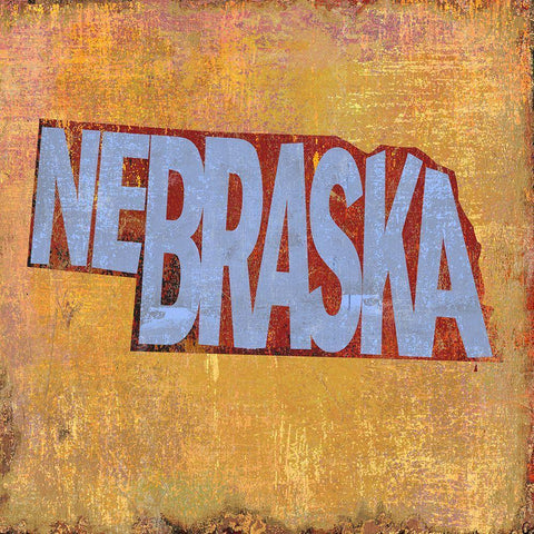 Nebraska White Modern Wood Framed Art Print with Double Matting by Art Licensing Studio