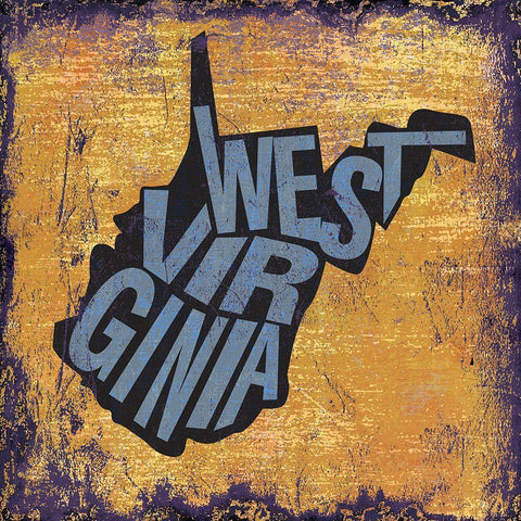 West Virgina Black Modern Wood Framed Art Print by Art Licensing Studio