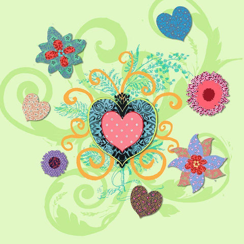 Swirling Big Heart Black Modern Wood Framed Art Print by Art Licensing Studio