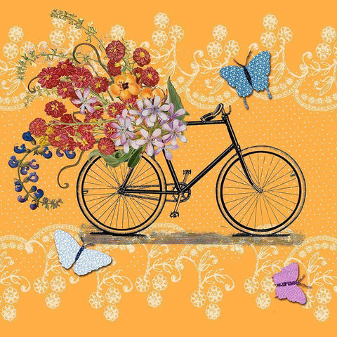 Flower Market Bicycle Gold Ornate Wood Framed Art Print with Double Matting by Art Licensing Studio