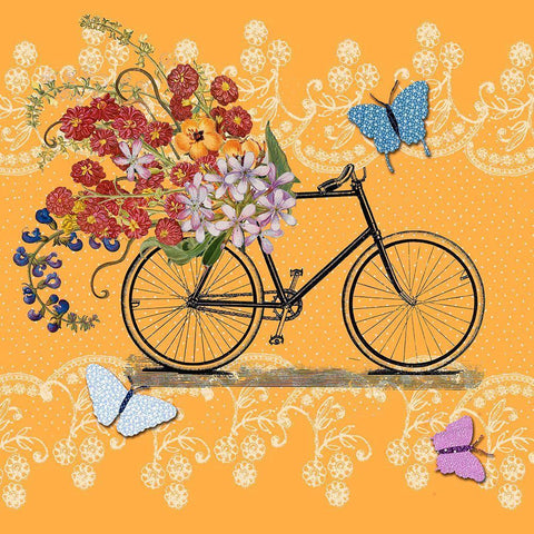 Flower Market Bicycle White Modern Wood Framed Art Print with Double Matting by Art Licensing Studio