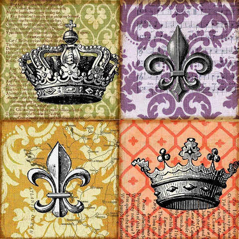 Crown and Fleur Black Ornate Wood Framed Art Print with Double Matting by Art Licensing Studio