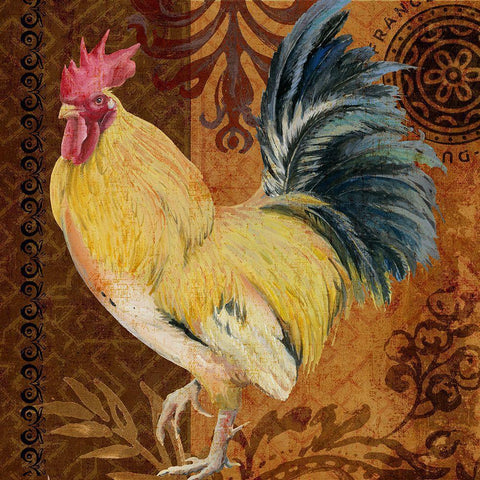 Belle Rooster II Gold Ornate Wood Framed Art Print with Double Matting by Art Licensing Studio