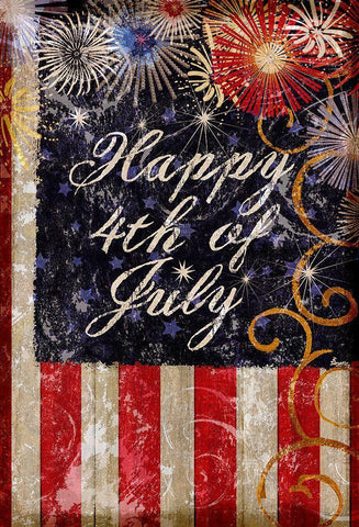 Fourth of July Glory White Modern Wood Framed Art Print with Double Matting by Art Licensing Studio