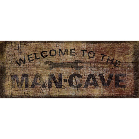 Mancave with Wrench White Modern Wood Framed Art Print by Art Licensing Studio