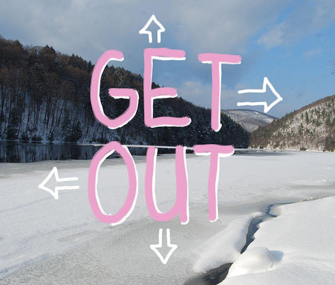 Adirondack Get Out White Modern Wood Framed Art Print with Double Matting by Art Licensing Studio