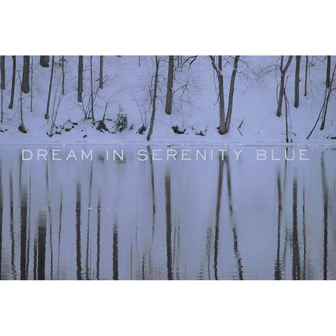 Dream in Serenity Blue Black Modern Wood Framed Art Print with Double Matting by Art Licensing Studio