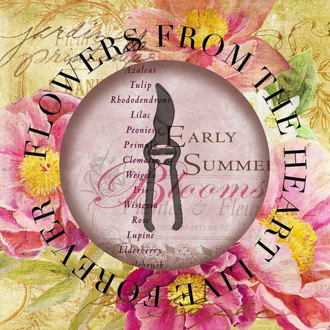 Circled Florals 1 Black Modern Wood Framed Art Print by Art Licensing Studio