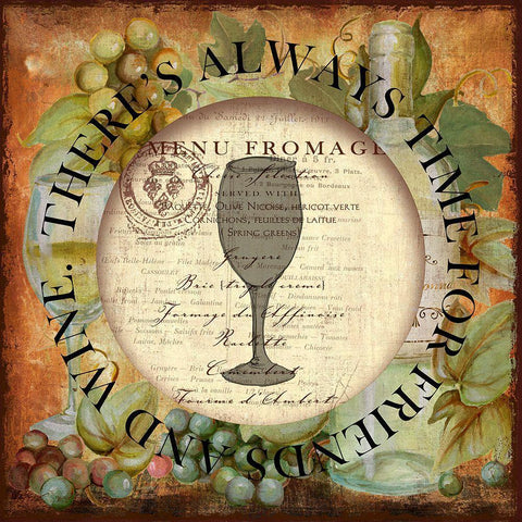 Circled Wine 1 White Modern Wood Framed Art Print with Double Matting by Art Licensing Studio