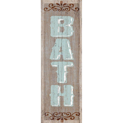 Bath Sign 1 White Modern Wood Framed Art Print by Art Licensing Studio