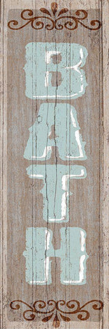 Bath Sign 1 White Modern Wood Framed Art Print with Double Matting by Art Licensing Studio