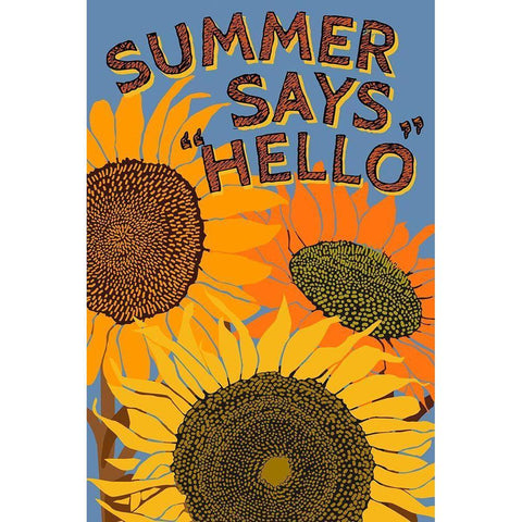 Summer Says Hello White Modern Wood Framed Art Print by Art Licensing Studio