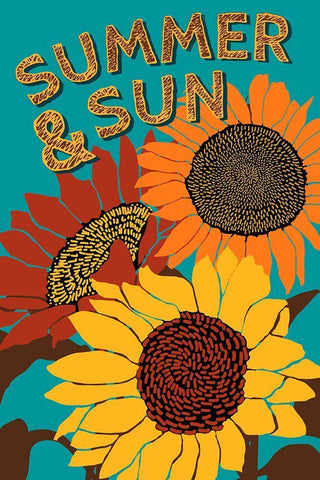 Summer and Sun Black Ornate Wood Framed Art Print with Double Matting by Art Licensing Studio