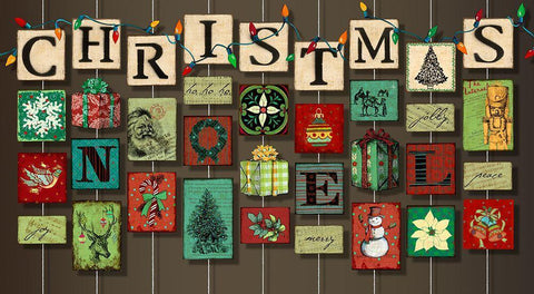 Christmas on Strings Black Ornate Wood Framed Art Print with Double Matting by Art Licensing Studio