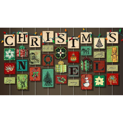 Christmas on Strings Black Modern Wood Framed Art Print with Double Matting by Art Licensing Studio