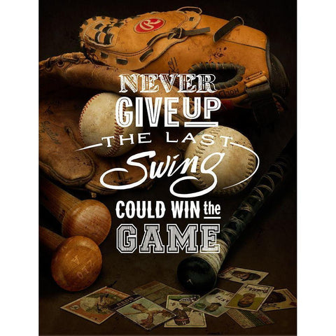 Never give up Gold Ornate Wood Framed Art Print with Double Matting by Art Licensing Studio