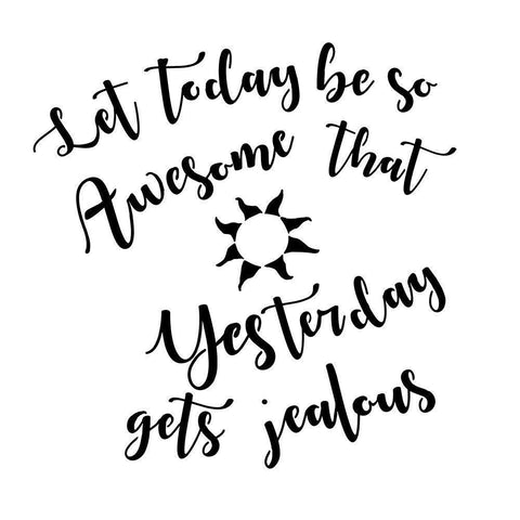 Today Stencil Quote White Modern Wood Framed Art Print with Double Matting by Art Licensing Studio