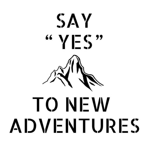 Adventure Stencil Quote White Modern Wood Framed Art Print with Double Matting by Art Licensing Studio