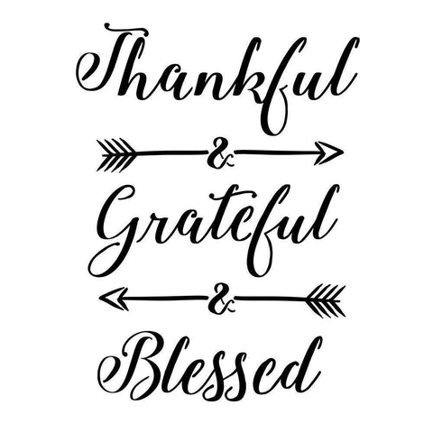 Thankful stencil Quote Black Modern Wood Framed Art Print by Art Licensing Studio