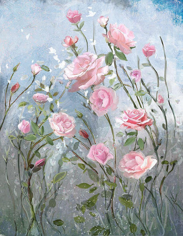 Blissful Meadow White Modern Wood Framed Art Print with Double Matting by Art Licensing Studio