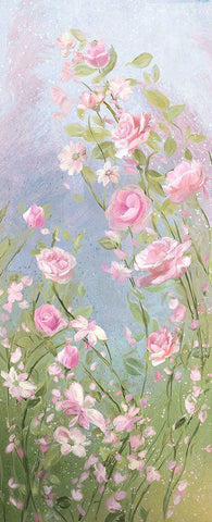 Morning Mist Roses White Modern Wood Framed Art Print with Double Matting by Art Licensing Studio