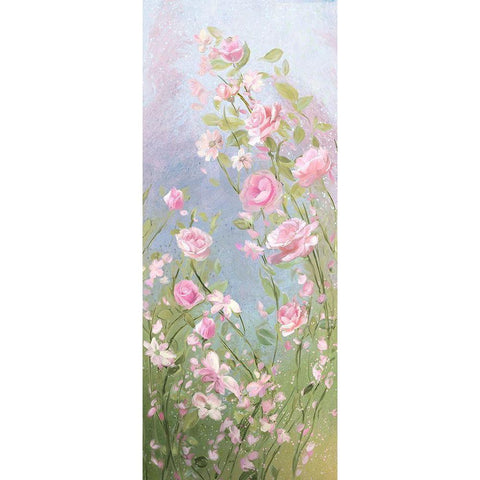 Morning Mist Roses Black Modern Wood Framed Art Print by Art Licensing Studio