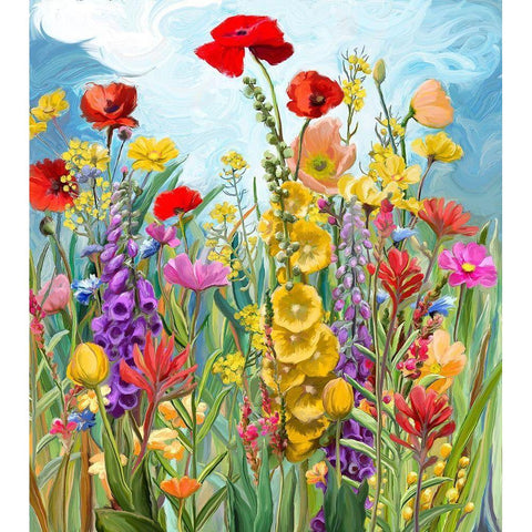 Floral Fields 1 White Modern Wood Framed Art Print by Art Licensing Studio
