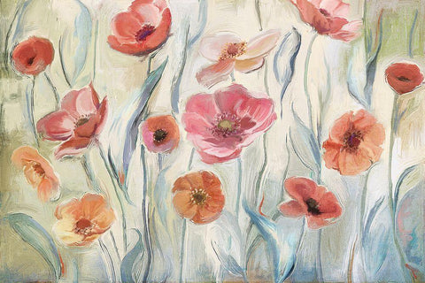Anemone Poppies Black Ornate Wood Framed Art Print with Double Matting by Art Licensing Studio