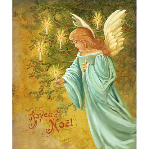 Candle Lighting Angel Gold Ornate Wood Framed Art Print with Double Matting by Art Licensing Studio