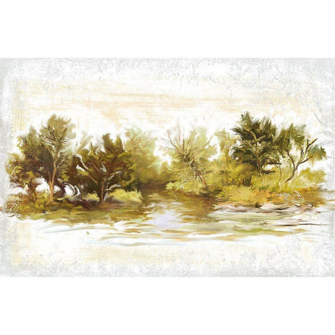 River Bank Bend Gold Ornate Wood Framed Art Print with Double Matting by Art Licensing Studio