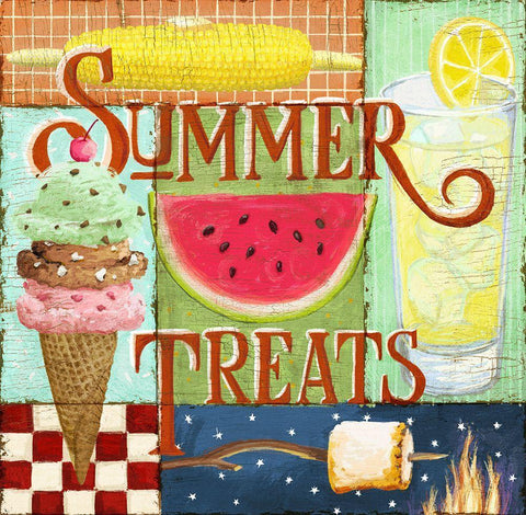 Summer Treats White Modern Wood Framed Art Print with Double Matting by Art Licensing Studio